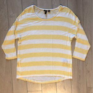 Vero Moda Light Weight Knit Striped Top in White & Yellow